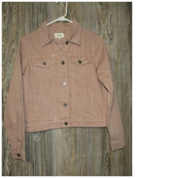 Wishlist Jeans Creamy Tan Denim Trucker Jacket Button Up Womens Size Small Fall - Picture 1 of 10